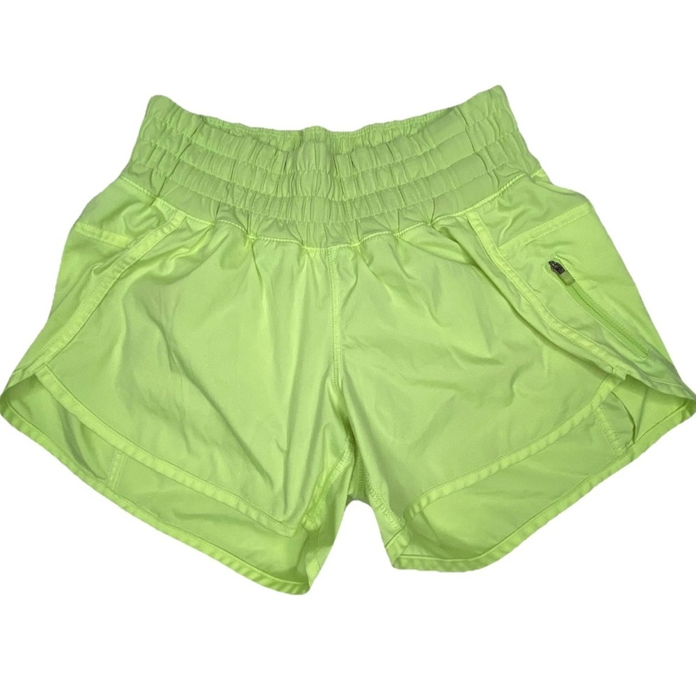 Lululemon Track That High-Rise Lined Short Women's Size 6 Neon Green Lined Zip